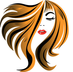 girl with fire. Vector Stock blonde Woman. Beauty Girl Portrait with orange hair for your design	Fashion illustration, portrait of a girl with long 
redhead hair.

