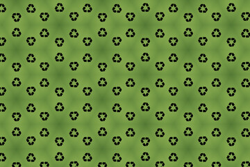 Recycling logo pattern in green color with green background