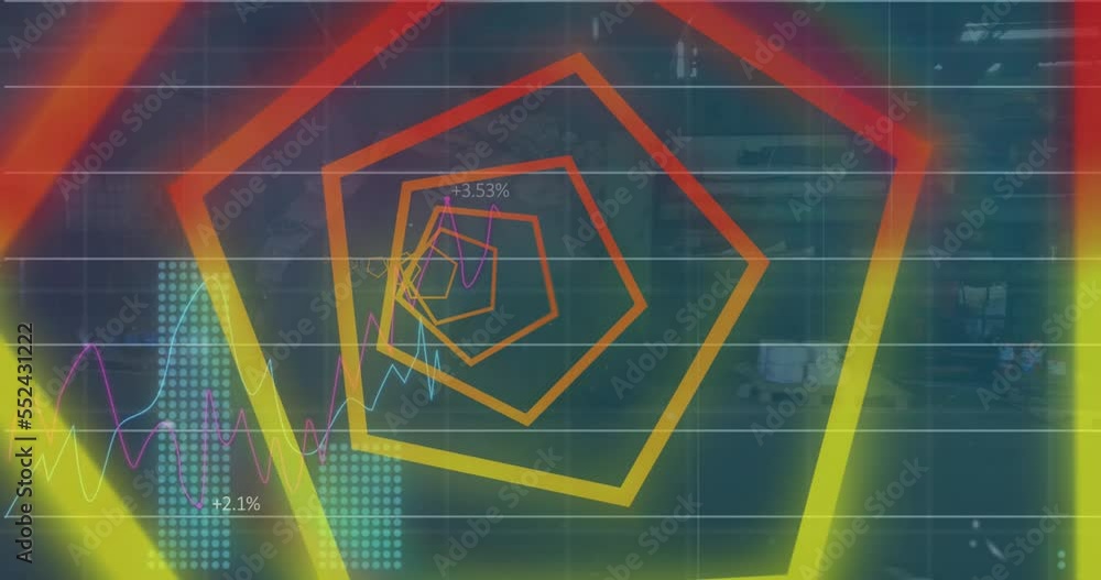 Poster animation of data processing over shapes
