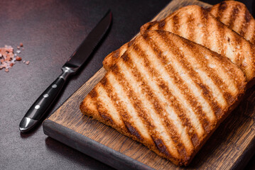 Tasty fresh crispy bread slices in the form of grilled toast