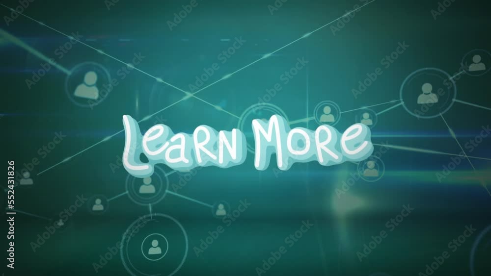 Poster animation of network of connections over learn more text