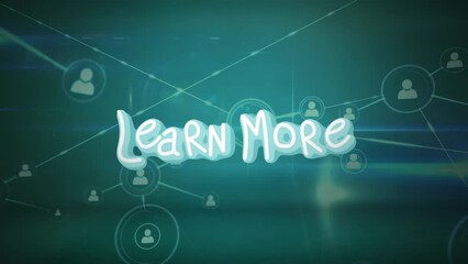 Animation of network of connections over learn more text - Powered by Adobe