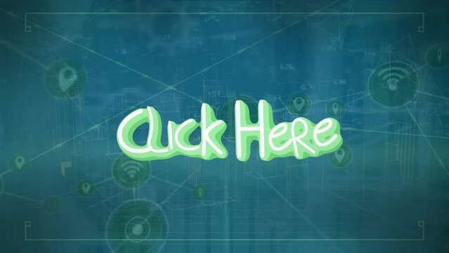 Animation of network of connections over click here text - Powered by Adobe