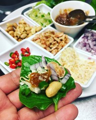 Miang Kham, A traditional healthy snack from Thailand.