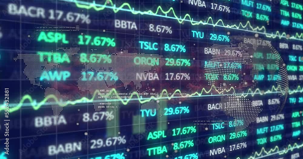 Poster animation of data processing over blue background