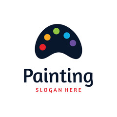 Abstract paint brush and house paint logo template creative design.With brush sign and modern brush strokes in colorful colors.Logo for business,paint company and paint shop.