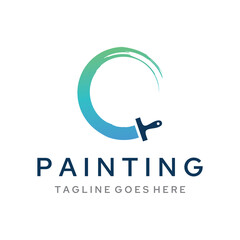 Abstract paint brush and house paint logo template creative design.With brush sign and modern brush strokes in colorful colors.Logo for business,paint company and paint shop.