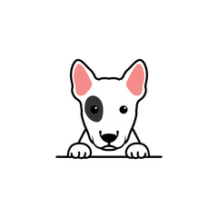 Cute bull terrier puppy cartoon, vector illustration - obrazy, fototapety, plakaty