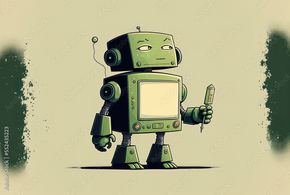Poster artificial intelligence or android robot with blank space. generative ai