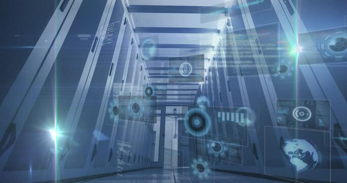 Animation of data processing over server room