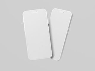 Clay smartphone mockup. 3d rendered illustration.