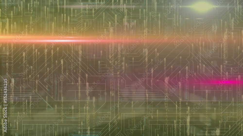Aufkleber the animation depicts data processing over a computer circuit board