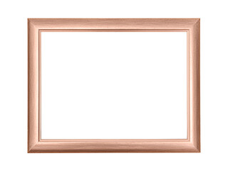 Empty wooden picture or photo frame isolated png with transparency. Copy space in the frame. Template and background