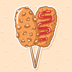 tokkebi gamja hotdog korean style drawing sticker