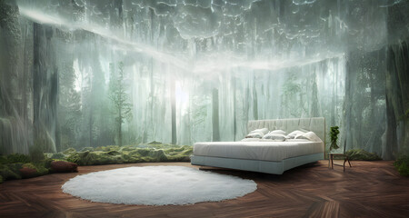 Ai Digital Illustration Futuristic Surreal Room With Immersive View