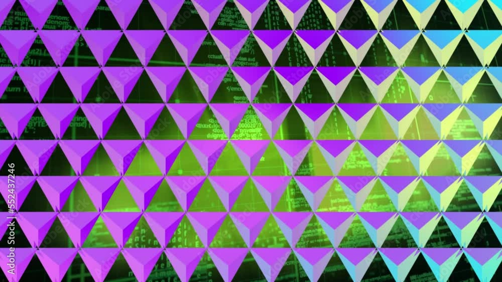 Poster animation of shapes over data processing on green background