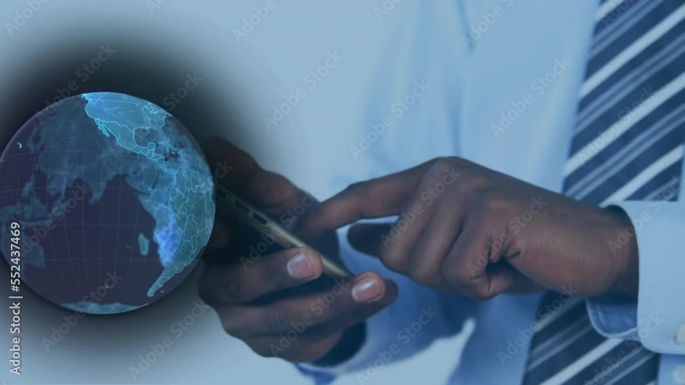 Poster animation of globe over hands using smartphone
