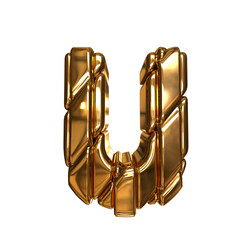 Golden letters with straps. Capital letter u © oleg