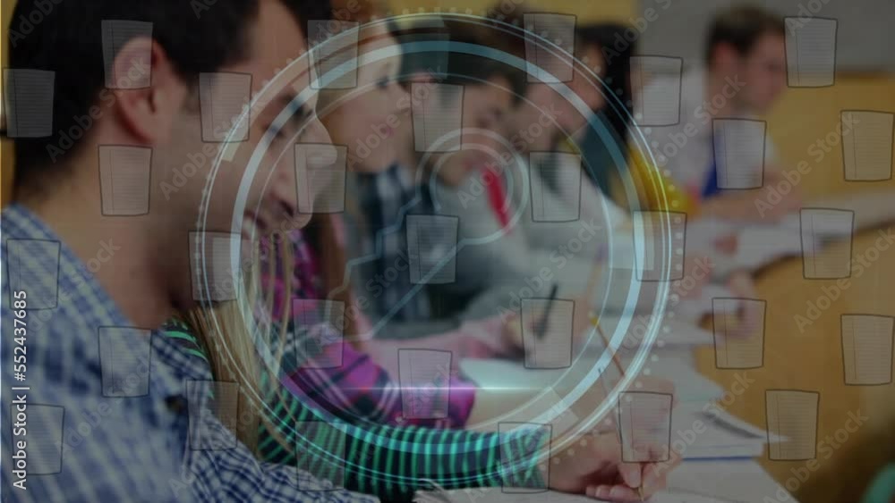 Poster animation of data processing over diverse students writing