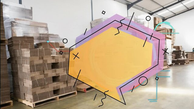 Animation of speech bubble over warehouse