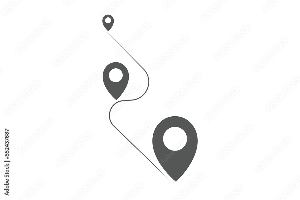Poster route location way icon. travel route on the map or maps or gps. map localization icon - stock vecto