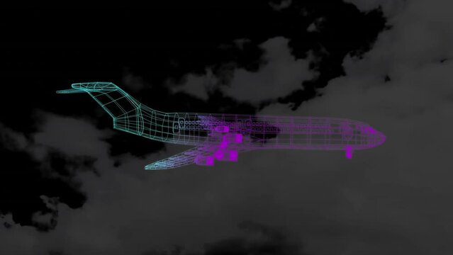 Animation of digital plane over clouds