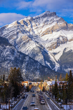 Downtown Banff and Cascade Mountain