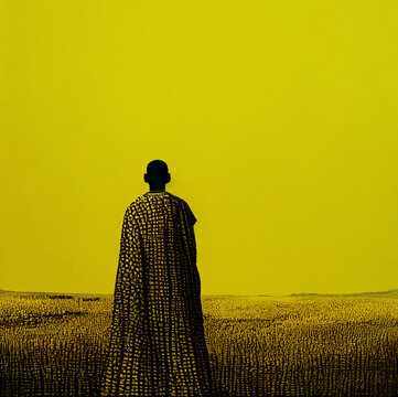 yellow monochrome african landscape, created with Generative AI