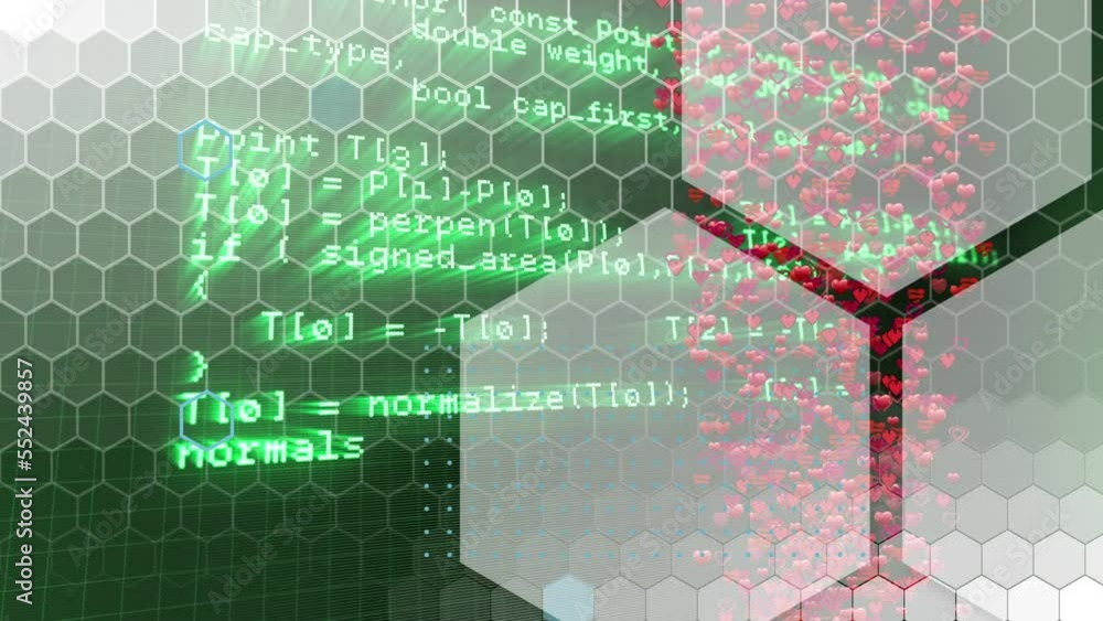 Poster animation of data processing over shapes