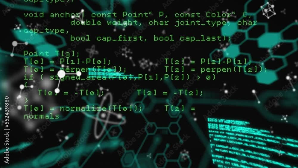 Poster animation of data processing over shapes
