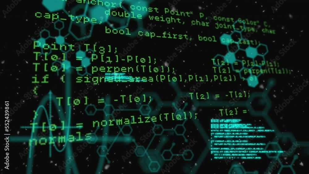 Poster animation of data processing over shapes
