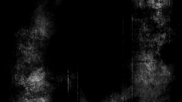 Dark black and white looping grunge background or alpha element