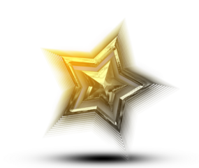 3d illustration, gold star with outline glow and intense light