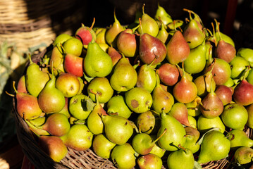 Full Frame Shot Of Organic Raw Green Pears in Market