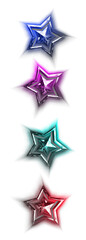 Obraz premium 3d illustration ,set of metallic and colored christmas stars