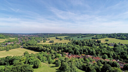 Fototapeta na wymiar Aerial view of West Wycombe landscape - West Wycombe - Buckinghamshire
