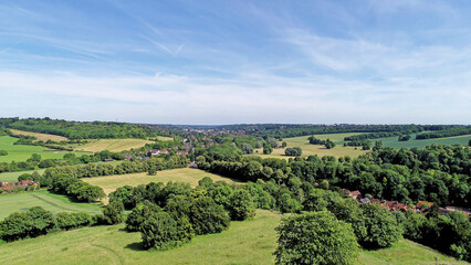 Fototapeta na wymiar Aerial view of West Wycombe landscape - West Wycombe - Buckinghamshire