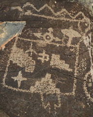 Petroglyph close-up at Boca Negra Canyon at Petroglyph National Monument in Albuquerque, New Mexico
