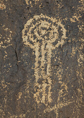 Key shaped petroglyph close-up at Boca Negra Canyon at Petroglyph National Monument in Albuquerque, New Mexico