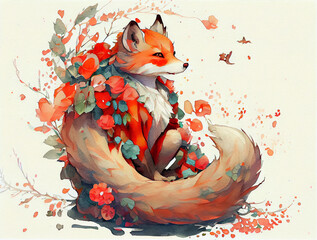 Portrait of a cute fox 
