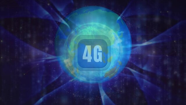 Animation of 4g text over globe