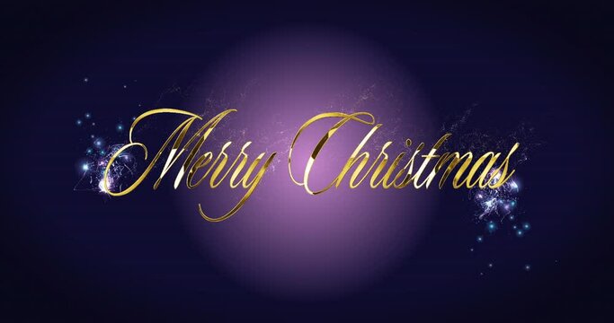 Animation of falling confetti and merry christmas text over purple background