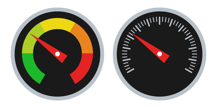 Speedometer. Car speed indicator icons isolated on white background. Vector clipart.