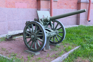 47 mm Hotchkiss cannon of 1898 issue on the site of the artillery museum in St. Petersburg, Russia