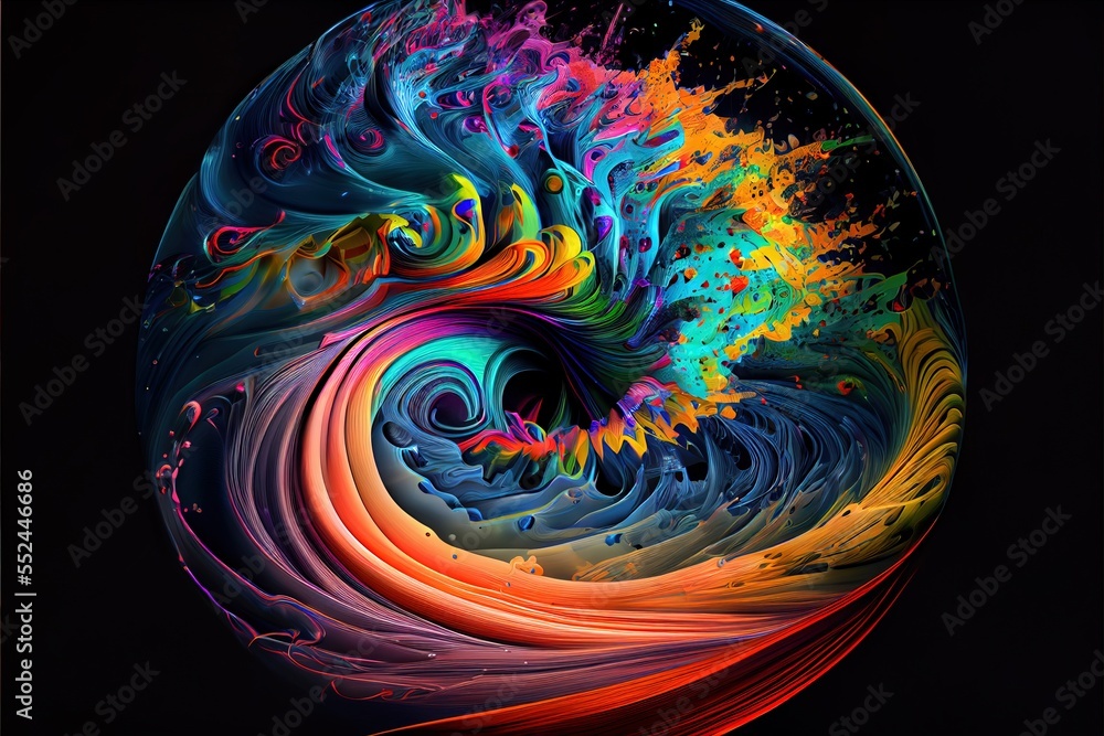 Poster a colorful swirl of paint on a black background with a black background and a black background with 