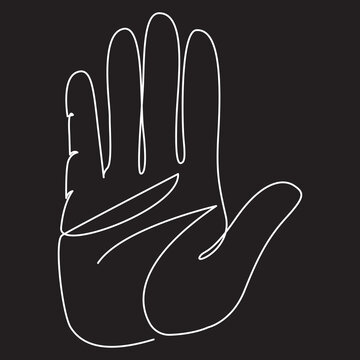 recommend clip art: Woman hand art line vector illustration. Minimalistic arm, fingers, hand. Black and white. Black background. One line drawing.