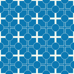 Seamless circular blue and white abstract geometrical symmetrical pattern