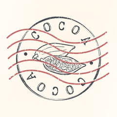 Cocoa Delicious Quality Seal Fast Food Stamp Design Vector. Sweets Flavour Ingredient Traditional Art.