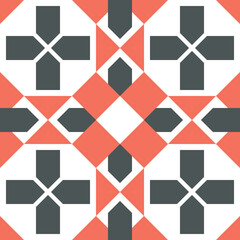 Seamless red and gray triangular abstract geometrical symmetrical pattern