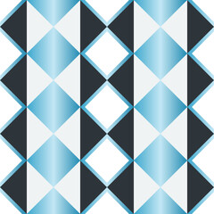 Seamless glossy diamond shiny blue squares abstract geometrical symmetrical pattern